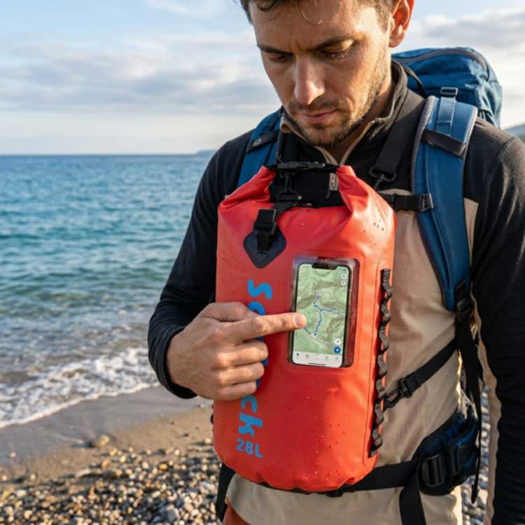 Telefon pəncərəsi ilə suya davamlı kürək çantası: Naviqasiya və açıq havada istifadə üçün üstünlüklər