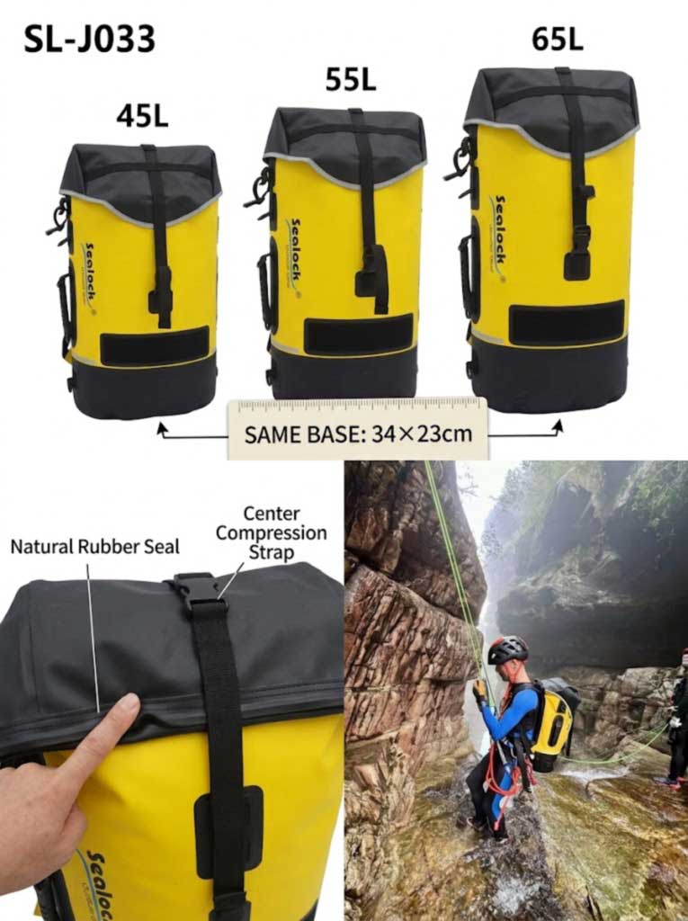 Caving və Canyoning Sırt Çantası İstehsalçısı: Ekspedisiya Brendləri üçün IPX8 Qaynaqlı Paketlər