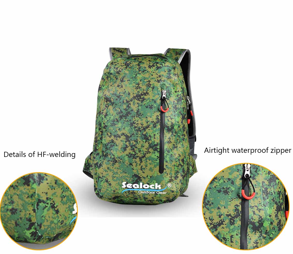 airtight waterproof zipper and welded seam on TPU backpack